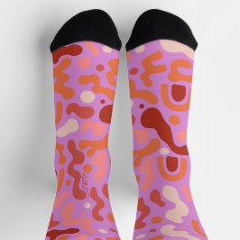 Retro Groovy Pink Abstrakte Muster Socken