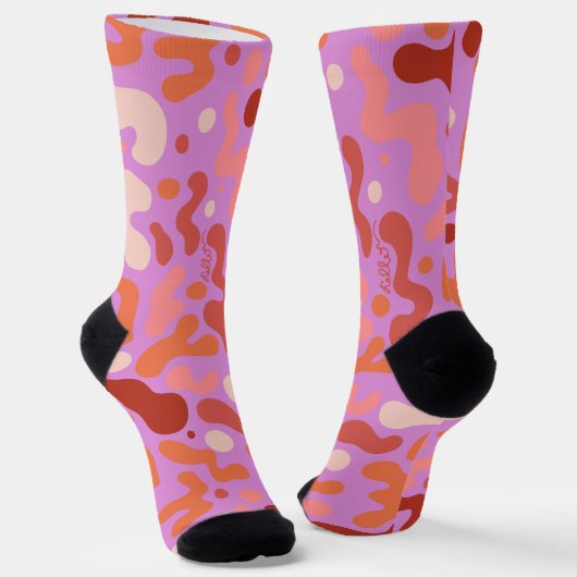 Retro Groovy Pink Abstrakte Muster Socken (Gewinkelt)
