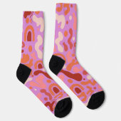 Retro Groovy Pink Abstrakte Muster Socken (Rechts)