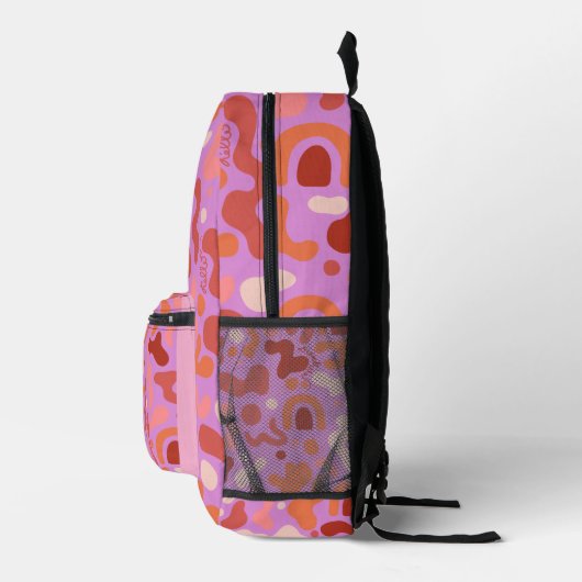 Retro Groovy Pink Abstraktes Muster Backpack Bedruckter Rucksack (Rechts)