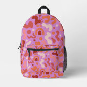 Retro Groovy Pink Abstraktes Muster Backpack Bedruckter Rucksack (Vorderseite)
