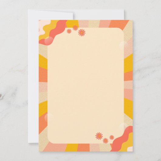 Retro Groovy Pink and Gold Wave Wedding Einladung (Rückseite)