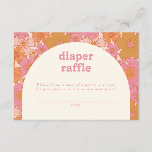 Retro Groovy Pink Arch Diaper Raffle | Boho Begleitkarte (Vorderseite)
