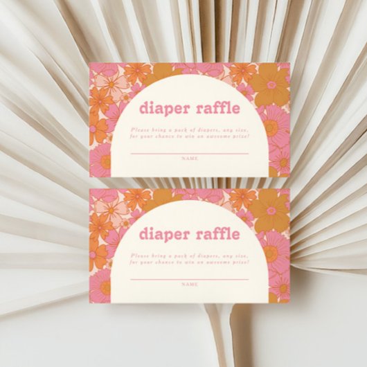 Retro Groovy Pink Arch Diaper Raffle | Boho Begleitkarte