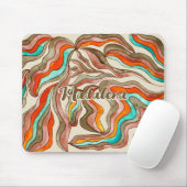 Retro Groovy Pink Burnt Orange Wavy Script Name Mousepad (Mit Mouse)