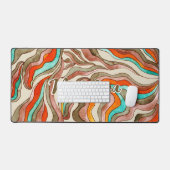 Retro Groovy Pink Burnt Orange Wavy Script Name Schreibtischunterlage (Tastatur & Maus)