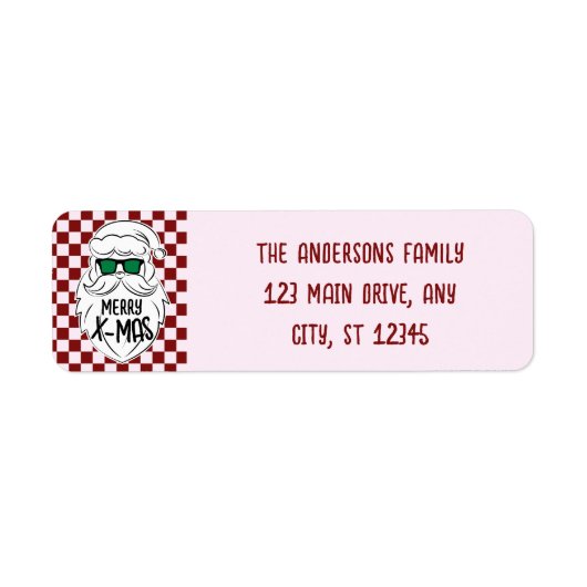 Retro Groovy Pink Checkered Santa Claus Christmas (Vorne)