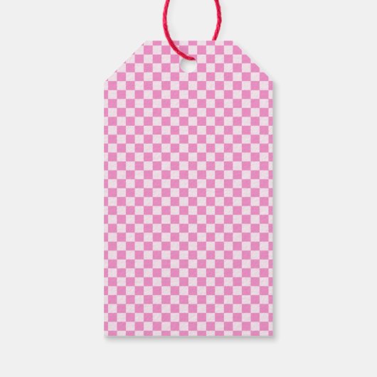 Retro Groovy Pink Checkered Santa Claus Christmas  Geschenkanhänger (Rückseite)