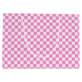 Retro Groovy Pink Checkered Santa Claus Christmas Große Geschenktüte (Rückseite)