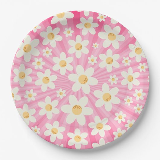 Retro Groovy Pink Daisy Birthday Paper Teller - Bo (Vorderseite)