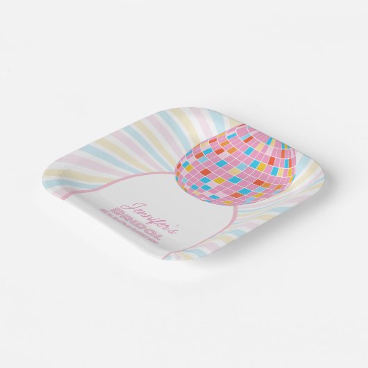 Retro Groovy Pink Disco Ball 70er 80er Brautparty Pappteller (Gewinkelt)