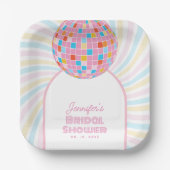 Retro Groovy Pink Disco Ball 70er 80er Brautparty Pappteller (Vorderseite)