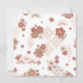 Retro Groovy Pink Floral Girl Babydusche Einladung (Rückseite)