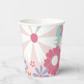 Retro Groovy Pink Floral Paper Teller Pappbecher (Links)