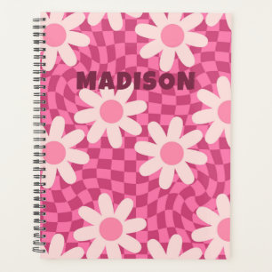 Retro Groovy Pink Gänseblümchen personalisiertes N Planer