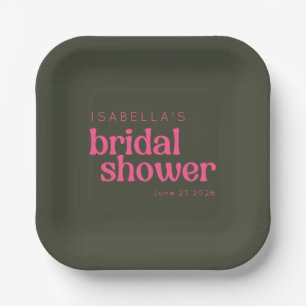 Retro Groovy Pink Green Brautparty Custom Pappteller