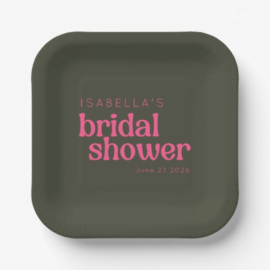 Retro Groovy Pink Green Brautparty Custom Pappteller (Vorderseite)