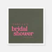 Retro Groovy Pink Green Brautparty Custom Serviette (Vorderseite)