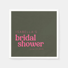 Retro Groovy Pink Green Brautparty Custom Serviette