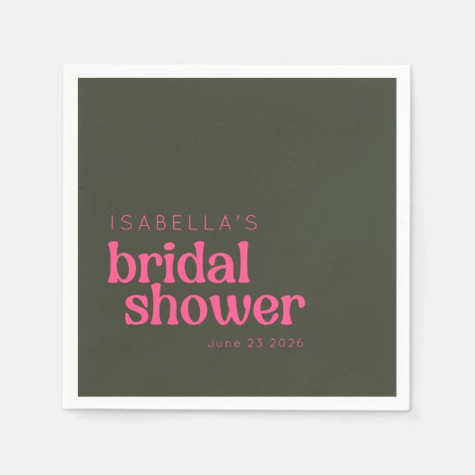 Retro Groovy Pink Green Brautparty Custom Serviette (Vorderseite)