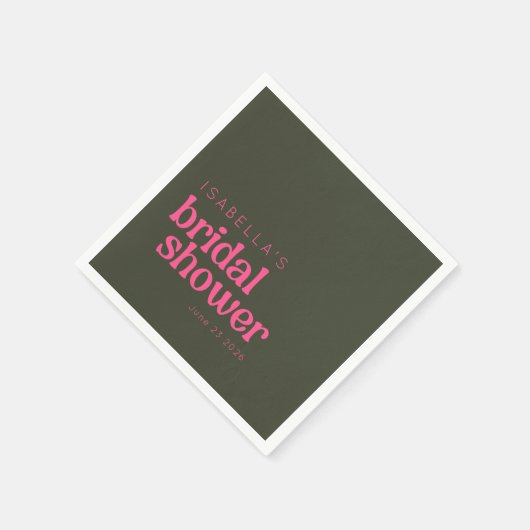 Retro Groovy Pink Green Brautparty Custom Serviette (Ecke)