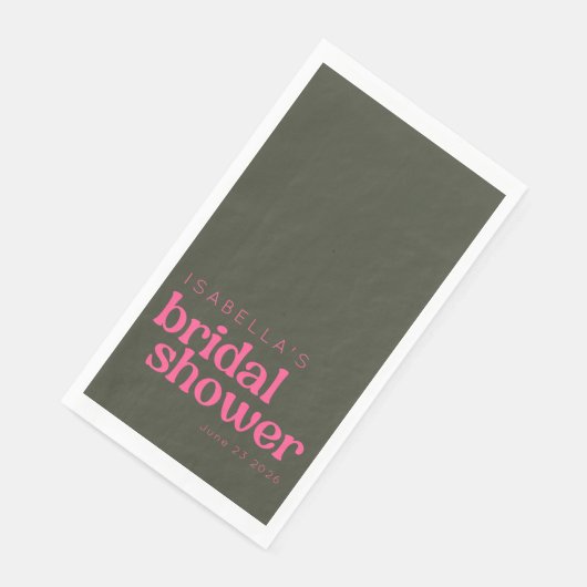 Retro Groovy Pink Green Brautparty Custom Serviette (Ecke)