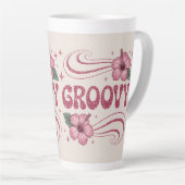 Retro Groovy Pink Hibiscus Latte Mug Milchtasse (Rechte Ecke)