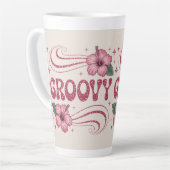 Retro Groovy Pink Hibiscus Latte Mug Milchtasse (Linke Ecke)