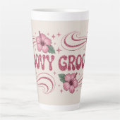 Retro Groovy Pink Hibiscus Latte Mug Milchtasse (Vorderseite)
