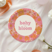 Retro Groovy Pink Hippie Baby in Bloom | Boho Pappteller
