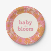 Retro Groovy Pink Hippie Baby in Bloom | Boho Pappteller (Vorderseite)