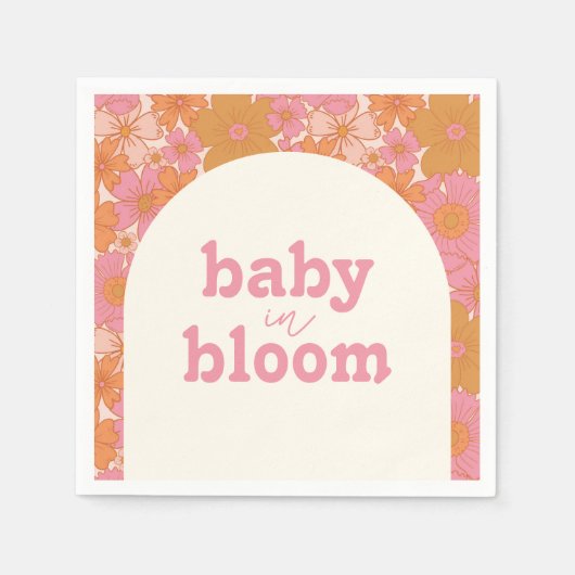 Retro Groovy Pink Hippie Baby in Bloom | Boho Serviette (Vorderseite)