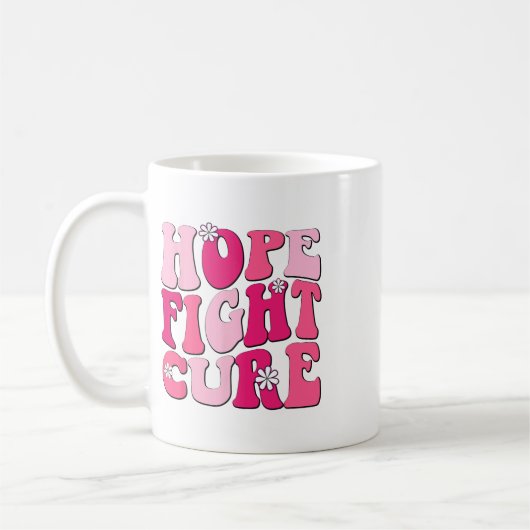 Retro Groovy Pink Hope Fight Cure Brustkrebs Aw Kaffeetasse (Links)