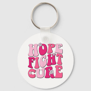 Retro Groovy Pink Hope Fight Cure Brustkrebs Aw Schlüsselanhänger