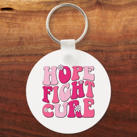 Retro Groovy Pink Hope Fight Cure Brustkrebs Aw Schlüsselanhänger (Vorderseite)