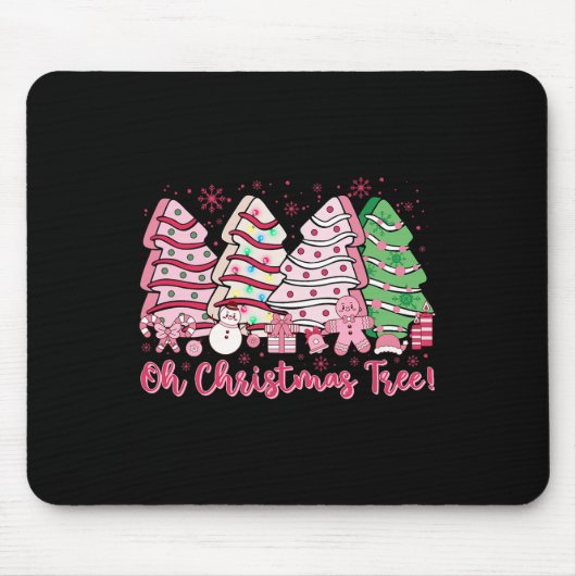 Retro Groovy Pink Oh Christmas Tree Cakes Debbie C Mousepad (Vorne)