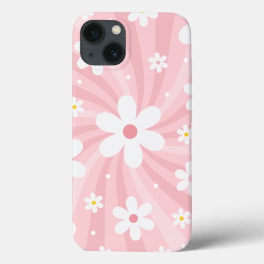 Retro Groovy Pink Sunshine Daisy Floral Hippie Case-Mate iPhone Hülle (Rückseite)