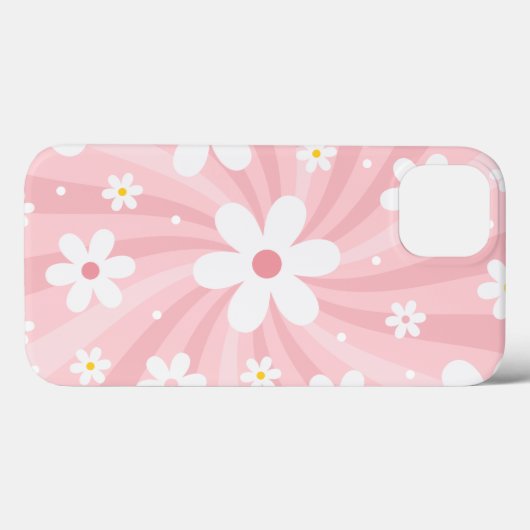 Retro Groovy Pink Sunshine Daisy Floral Hippie Case-Mate iPhone Hülle (Rückseite (Horizontal))