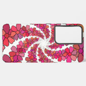 Retro groovy pinkfarbene Blume spiralgeometrisch Samsung Galaxy Hülle (Linke Seite)
