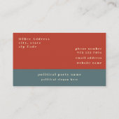 Retro Groovy Political Campaign Business Card Visitenkarte (Rückseite)