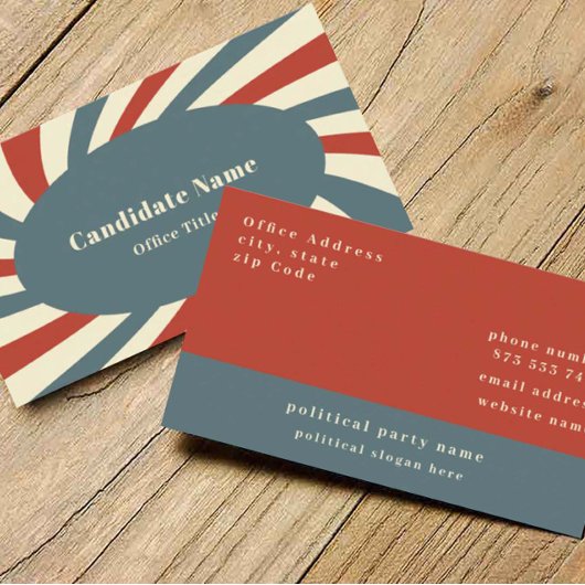 Retro Groovy Political Campaign Business Card Visitenkarte