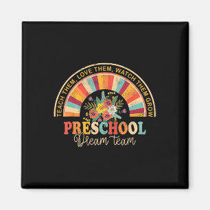 Retro Groovy Preschool Dream Team Ck to School Tee Magnet
