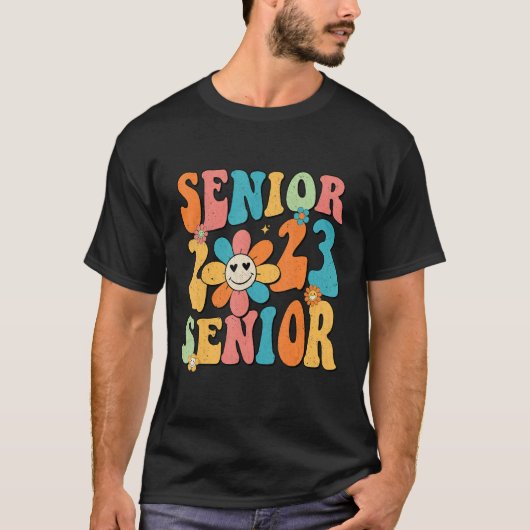 Retro Groovy Proud Mom Senior 2023 Hippie Floral G T-Shirt (Vorderseite)