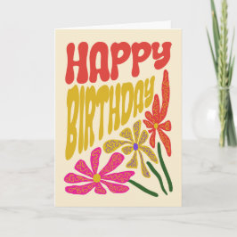 Retro Groovy Psychedelic Blume Botanischer Geburts Karte