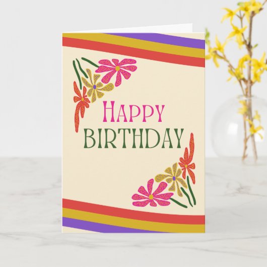 Retro Groovy Psychedelic Blume Geburtstag Karte (Gelbe Blume)