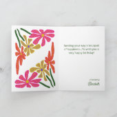 Retro Groovy Psychedelic Blume Rosa Rot Geburtstag Karte (Innenseite)