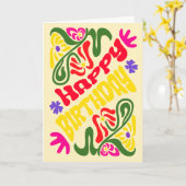 Retro Groovy Psychedelic Hippie Blume Geburtstag Karte (Gelbe Blume)