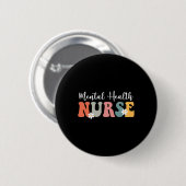 Retro Groovy Psychiaterie Krankenschwester Für Fra Button (Vorne & Hinten)