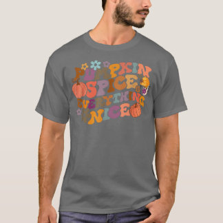 Retro Groovy Pumpkin Gewürz Alles Nizza Fall Au T-Shirt
