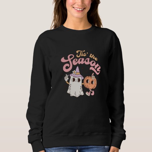 Retro Groovy Pumpkin Halloween Sweatshirt (Vorderseite)